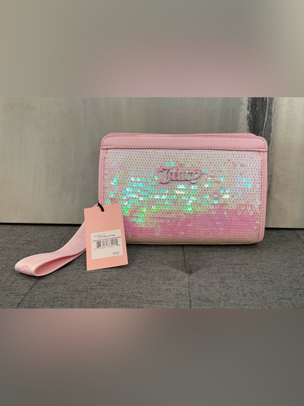 Juicy Couture Pink Sequin Frame Pouch/Wristlet/Clutch - NWT - Picture 2 of 11